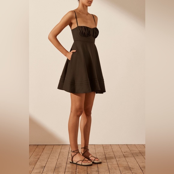 SHONA JOY Ulla Linen Corded‎ Circle Mini Dress Babydoll - Picture 2 of 7